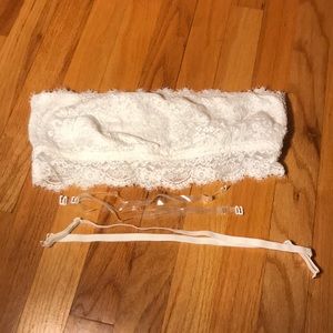 Aerie white lace strapless bralette
